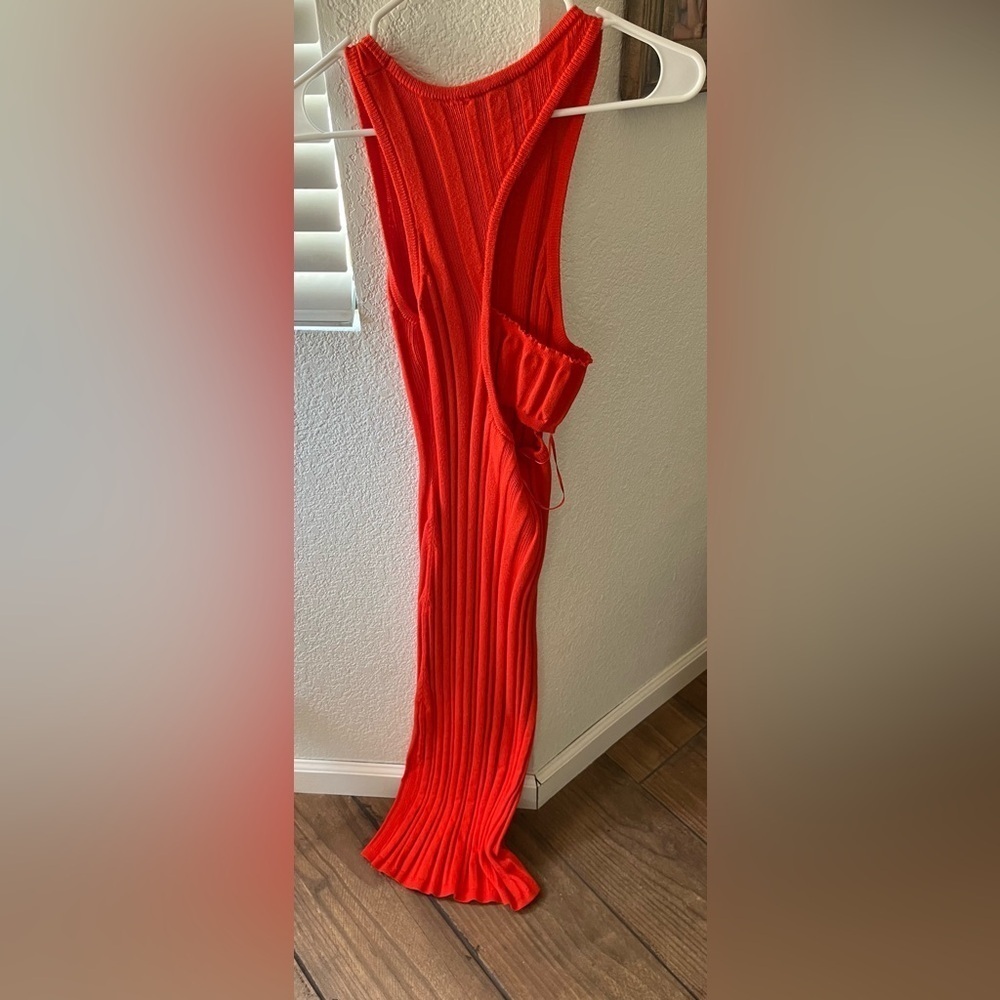 Greylin magan knit tank dress with back cut out fire orange medium - Picture 4 of 8